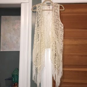 Lace/Fridge vest/sleeveless kimono